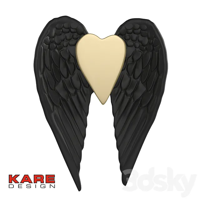 Wall Decoration Vase Flying Heart 3D Model Wall Decoration Vase Flying Heart 3D Model
