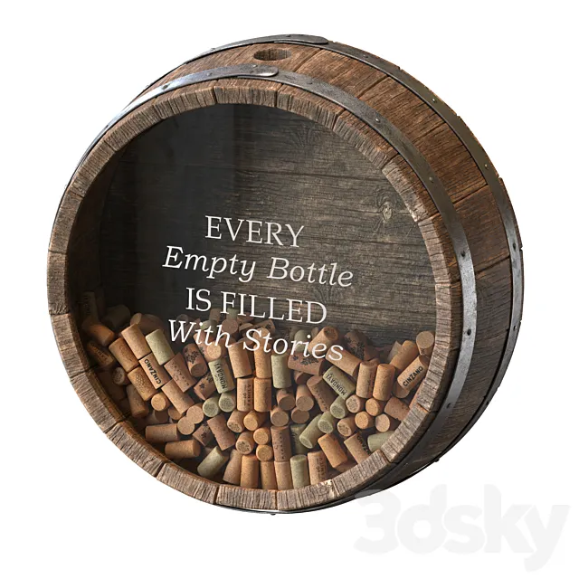 Wall decorative wine barrel 3D Model Wall decorative wine barrel 3D Model