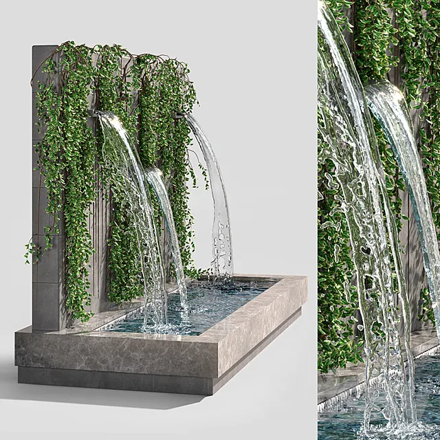 Wall fountains with ivy 3D Model
