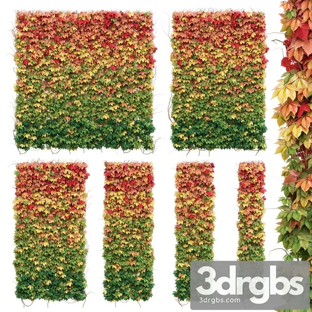 Wall From Autumn Leaves Set of 6 Models 3D Model Download