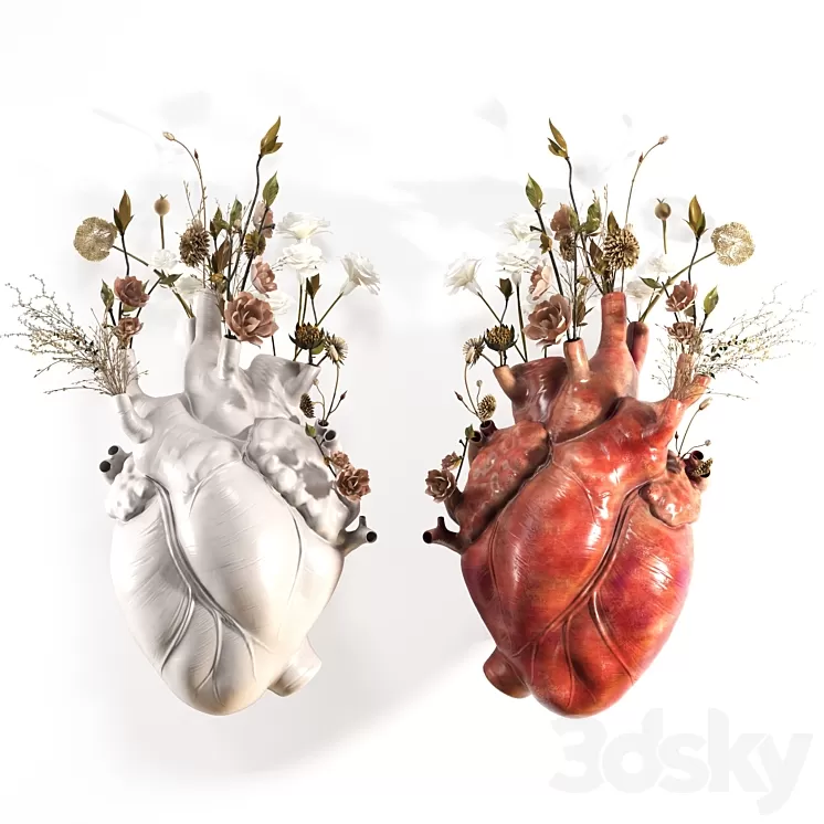 Wall Heart Vase 3D Model Free Download