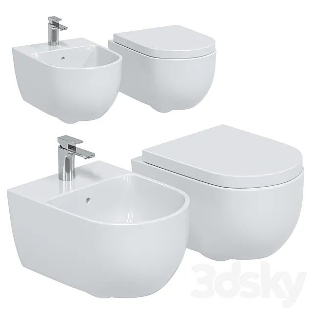 Wall hung toilet bowl BOCCHI V-Tondo 1417-001-0129 white glossy with microlift 3D Model
