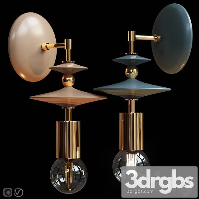 Wall lamp beaded saucers sconce gray terracotta 3D Model Download