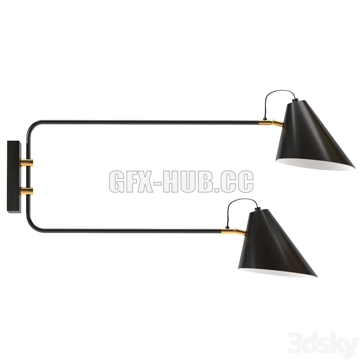 Wall lamp CLUB DOUBLE WALL by House Doctor 3D Model Wall lamp CLUB DOUBLE WALL by House Doctor 3D Model