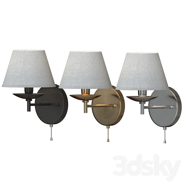 Wall lamp Hotel 60060_1 black _ antique bronze _ chrome 3D Model