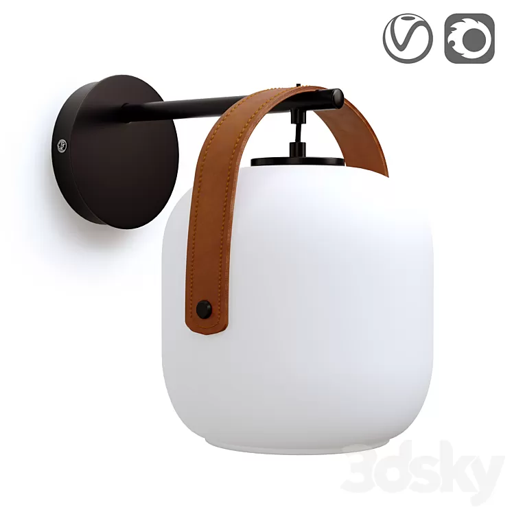 Wall lamp in metal and frosted glass Kasito 3D Model