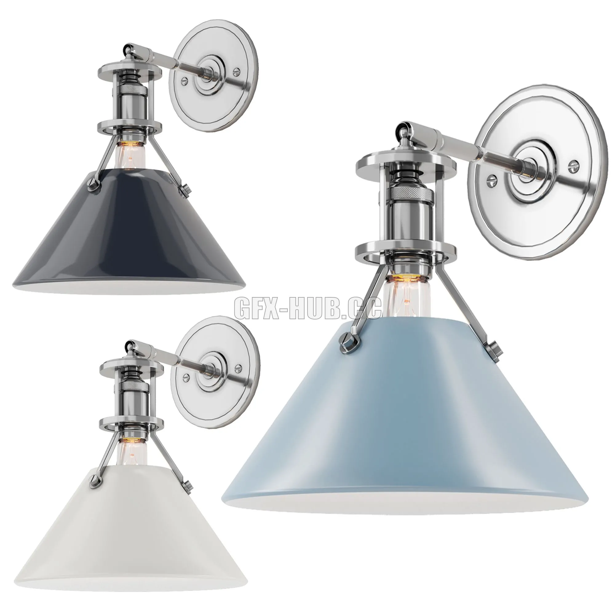 Wall lamp Painted No 2 3D Model