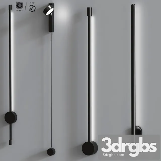 Wall lamp scone set 03 3D Model Download