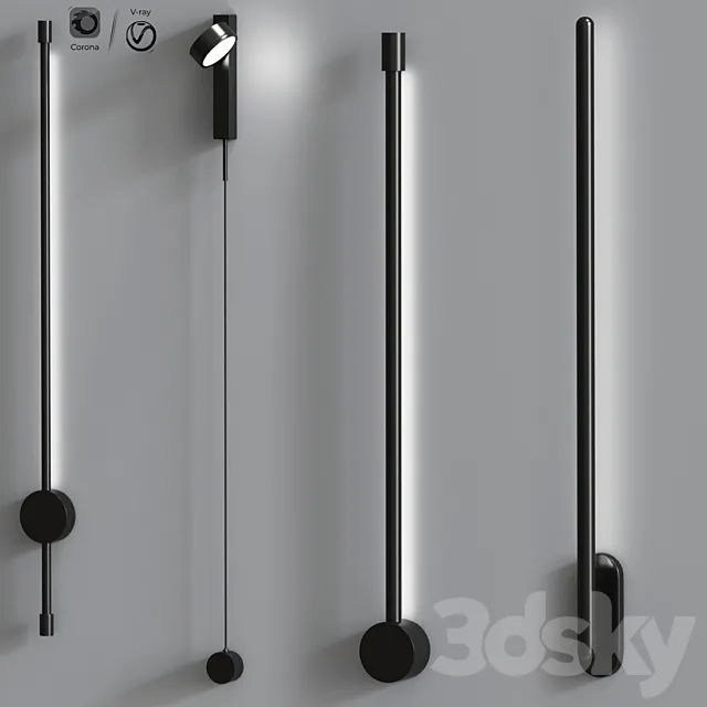 Wall Lamp Scone Set 03 3D Model
