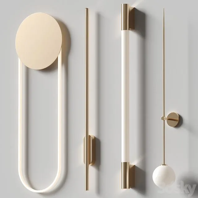 Wall lamp set 6 3D Model Wall lamp set 6 3D Model