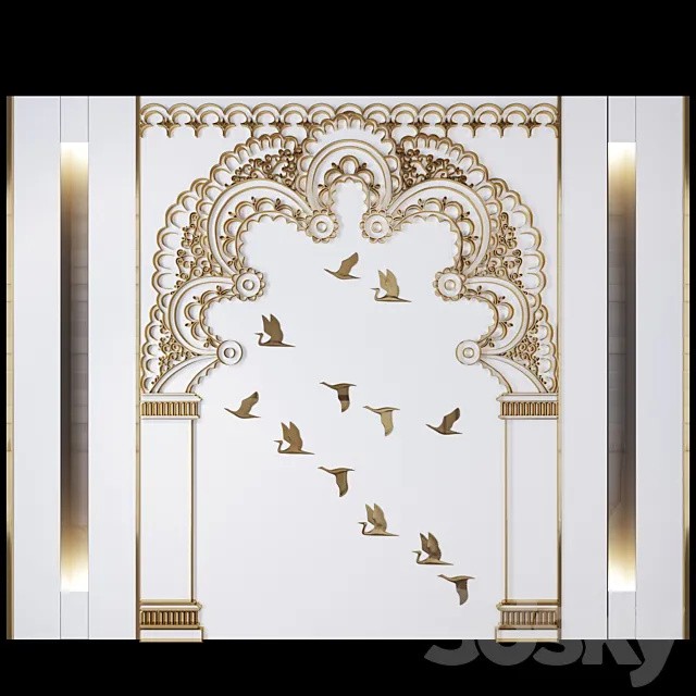 Wall Metall Arch White 3D Model Wall Metall Arch White 3D Model