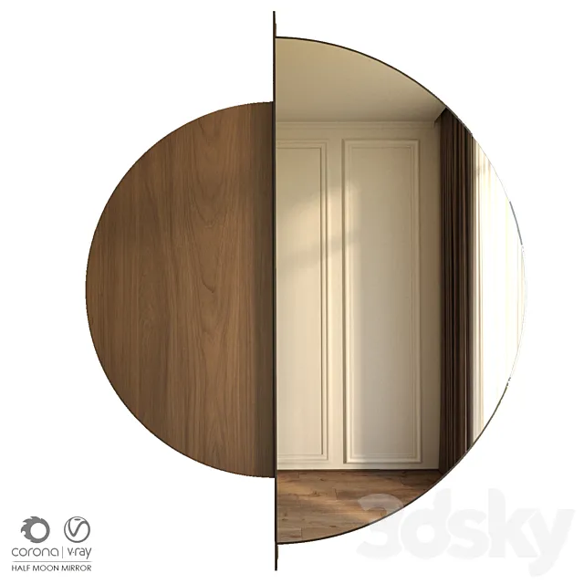 Wall mirror Half moon mirror 3D Model