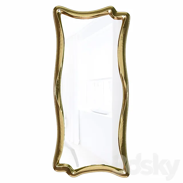 Wall mirror in a figured frame “Marne” Antique gold leaf 3DModel