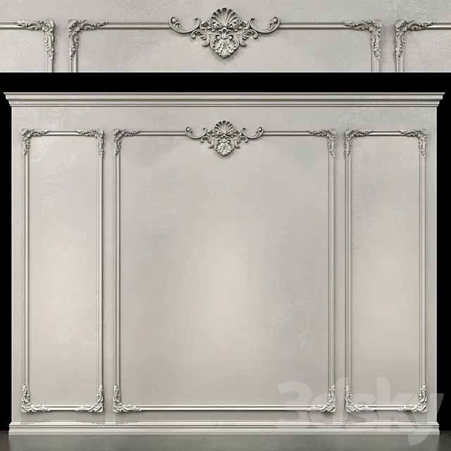 Wall molding 01. Boiserie classic panels 3D Model