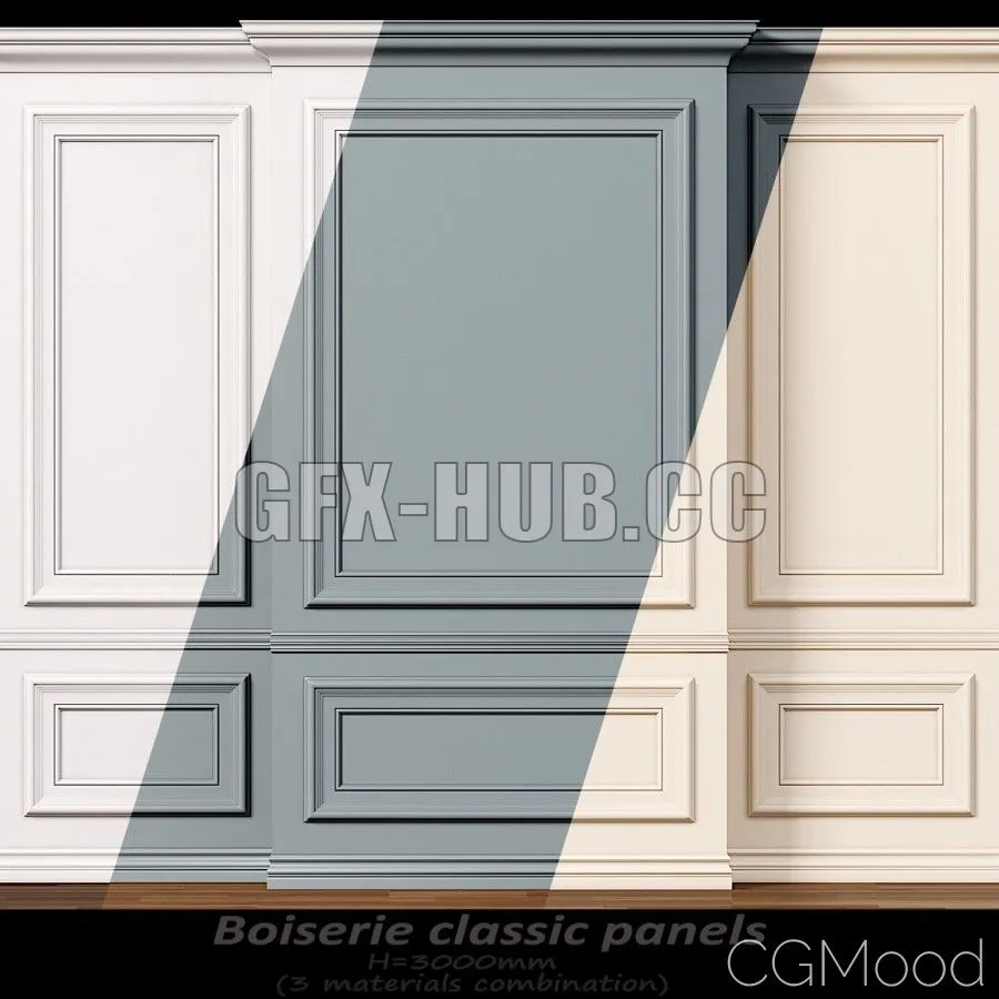 Wall Molding 10 Boiserie Classic Panels 3D Model Wall Molding 10 Boiserie Classic Panels 3D Model