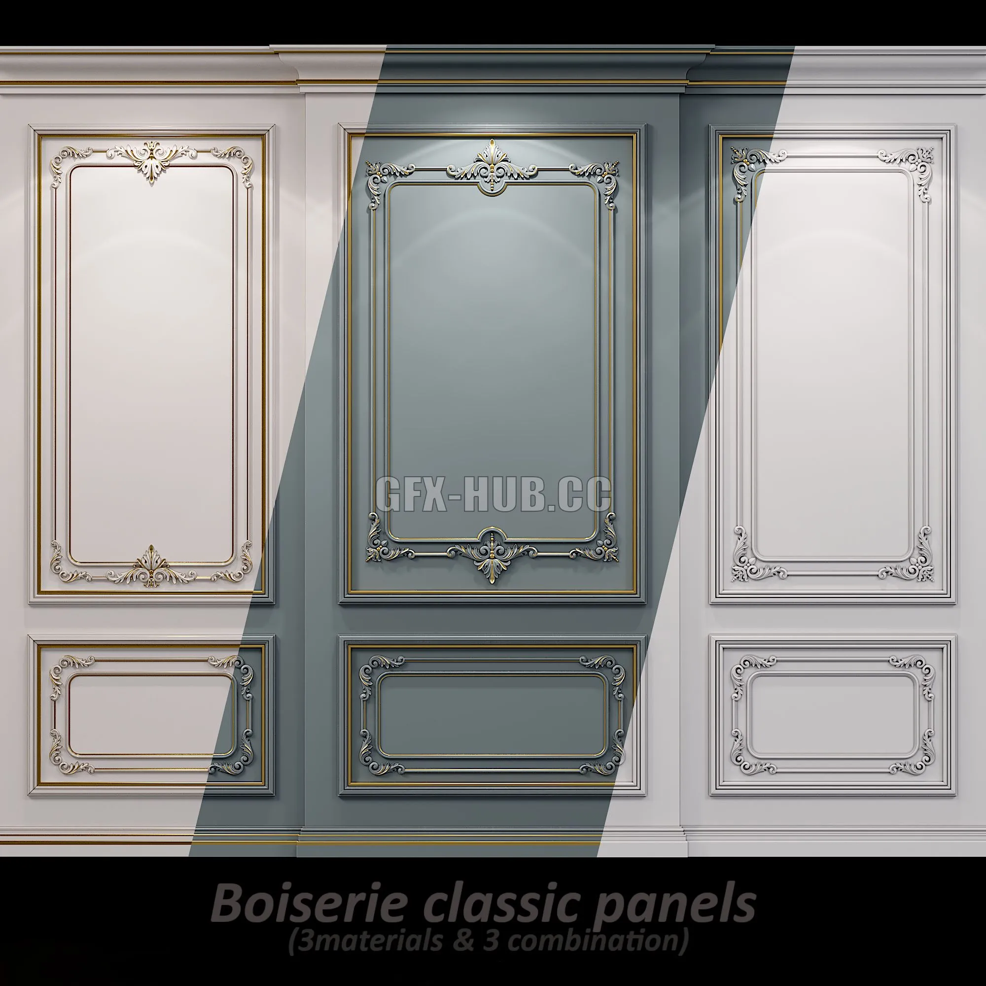 Wall molding 21 Boiserie classic panels 3D Model