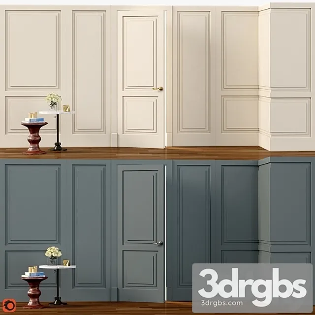Wall molding. boiserie classic panels with door Wall molding. boiserie classic panels with door