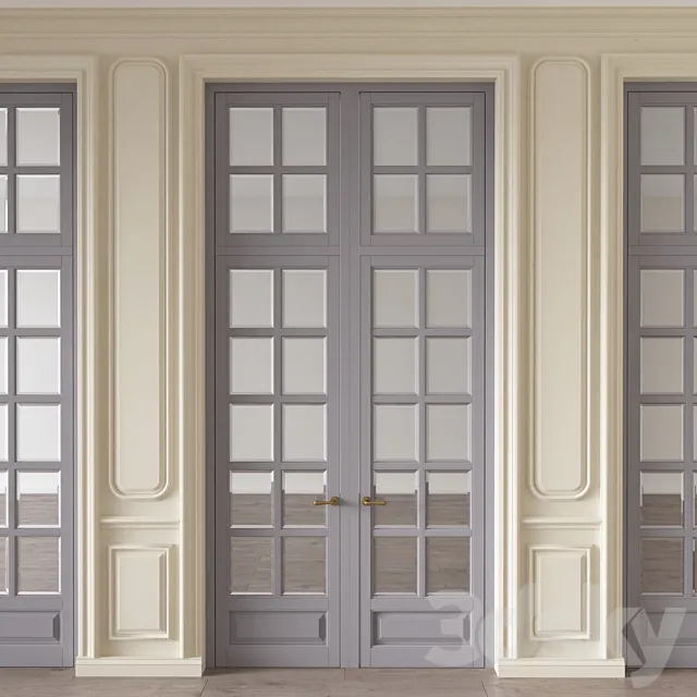 Wall molding with doors 3D Model Wall molding with doors 3D Model