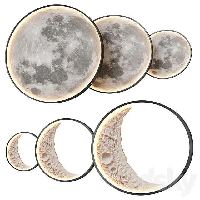 Wall Moon Lamp 3D Model Wall Moon Lamp 3D Model