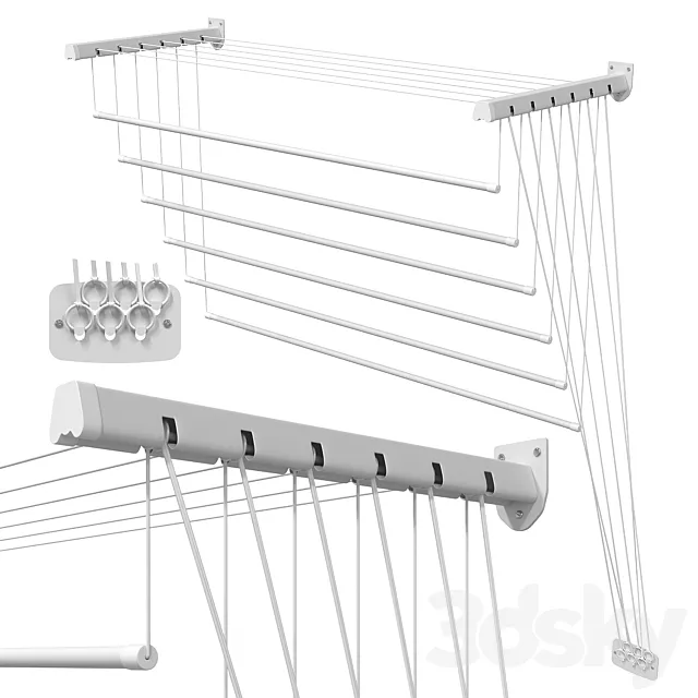 Wall-mounted clothes dryer Gimi Lift 1200 mm 3D Model Wall-mounted clothes dryer Gimi Lift 1200 mm 3D Model