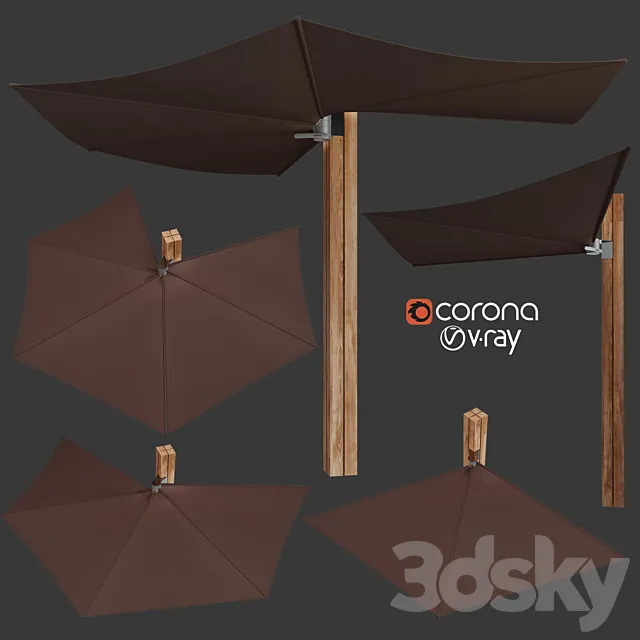 Wall-mounted Garden umbrella 3D Model