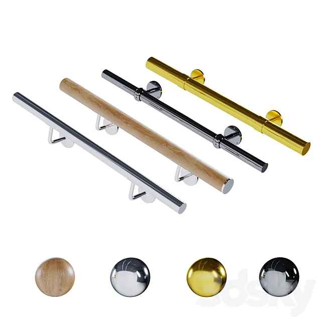 Wall-mounted handrails 3D Model Wall-mounted handrails 3D Model