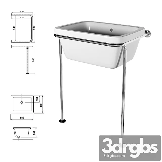 Wall Mounted Washbasin with Frame T Way Doris 25 3D Model Download Wall Mounted Washbasin with Frame T Way Doris 25 3D Model Download