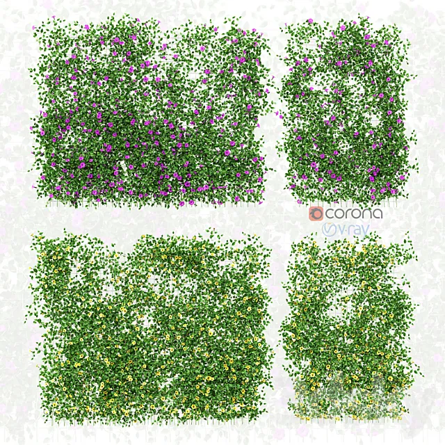 Wall of flowers on the grid 3DModel Wall of flowers on the grid 3DModel