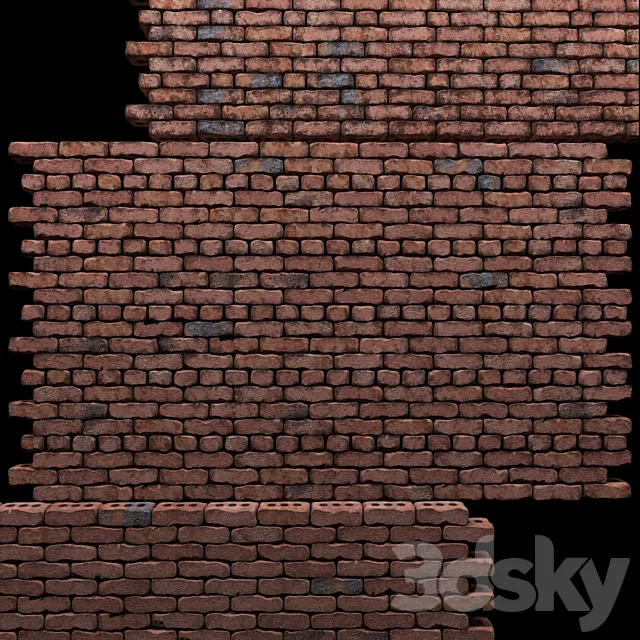 Wall of red bricks 3D Model Wall of red bricks 3D Model