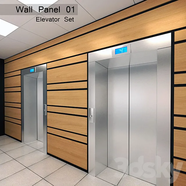 Wall Panel 01. Elevator Set 3D Model Wall Panel 01. Elevator Set 3D Model