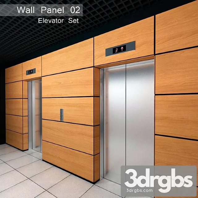 Wall panel 02. elevator set 3D Model Download