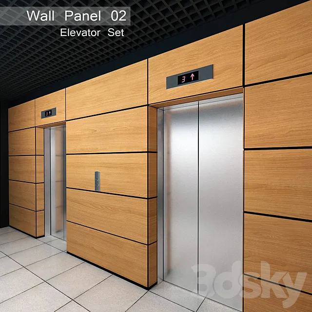 Wall Panel 02. Elevator Set 3D Model Wall Panel 02. Elevator Set 3D Model