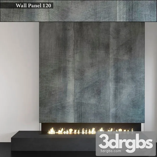 Wall panel 120. fireplace 3D Model Download