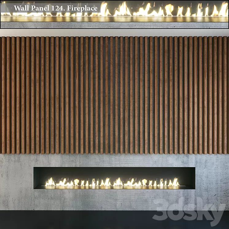 Wall Panel 124. Fireplace 3D Model