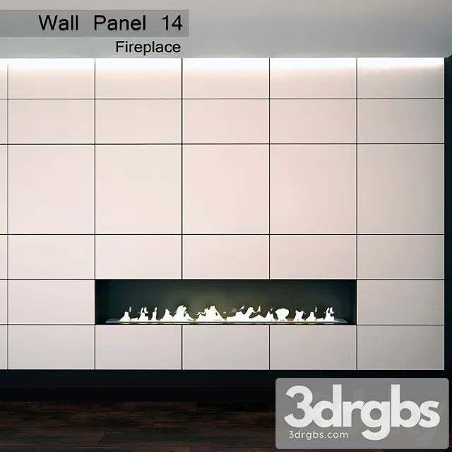 Wall panel 14. panel & fireplace 3D Model Download