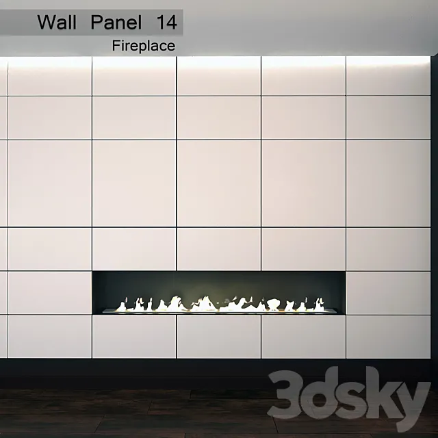 Wall Panel 14. Panel & Fireplace 3D Model