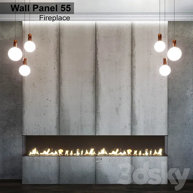 Wall Panel 55. Fireplace 3D Model