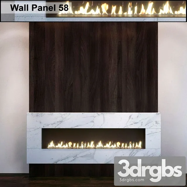 Wall panel 58. fireplace 3D Model Download