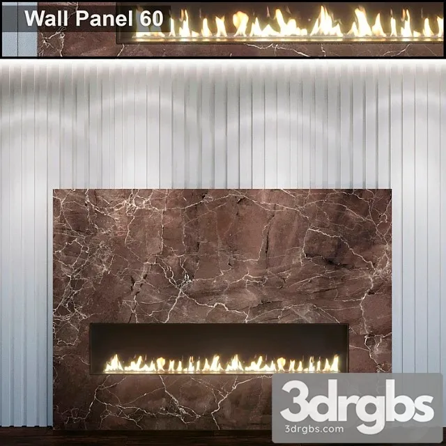 Wall panel 60. fireplace 3D Model Download