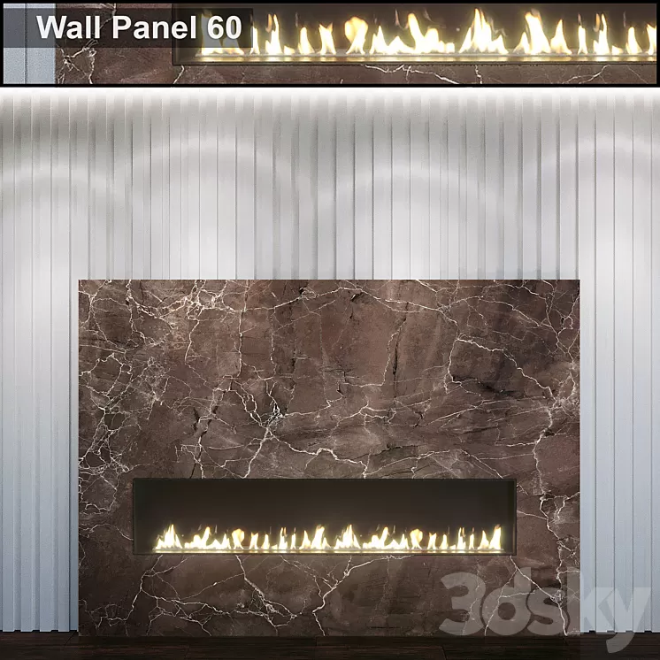 Wall Panel 60. Fireplace 3D Model
