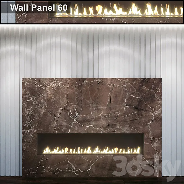 Wall Panel 60. Fireplace 3DModel