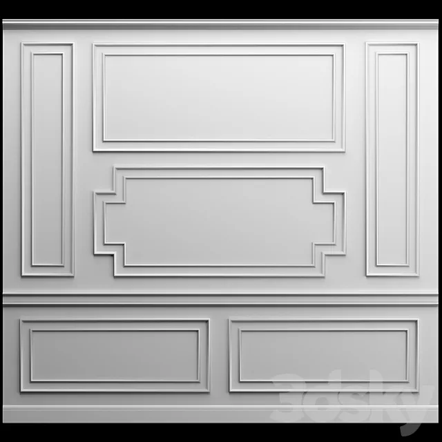 Wall panel – gypsum stucco molding 3D Model