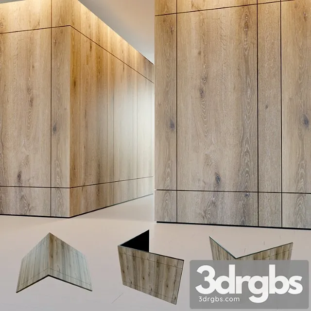 Wall panel made of wood. decorative wall. 4 3D Model Download