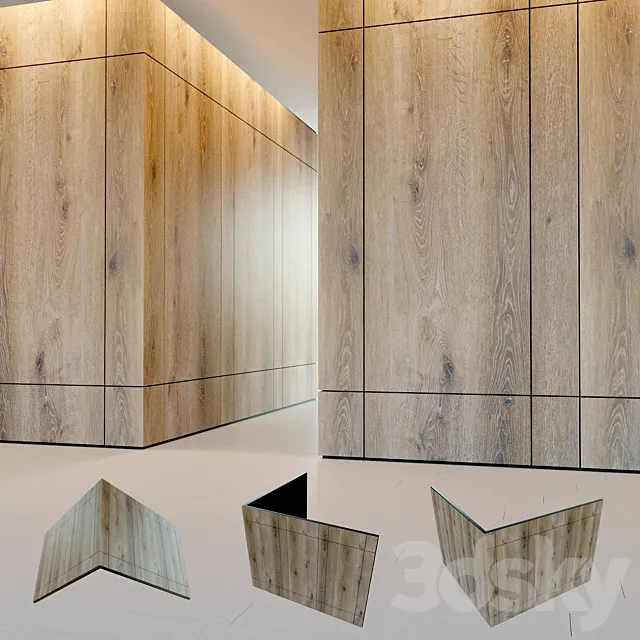 Wall panel made of wood. Decorative wall. 4 3D Model Wall panel made of wood. Decorative wall. 4 3D Model