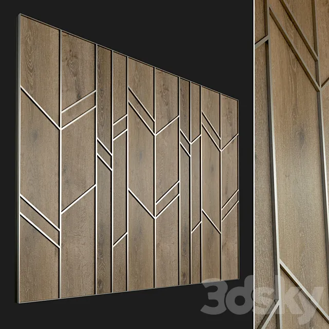 Wall panel made of wood. Decorative wall. 57 3D Model Wall panel made of wood. Decorative wall. 57 3D Model