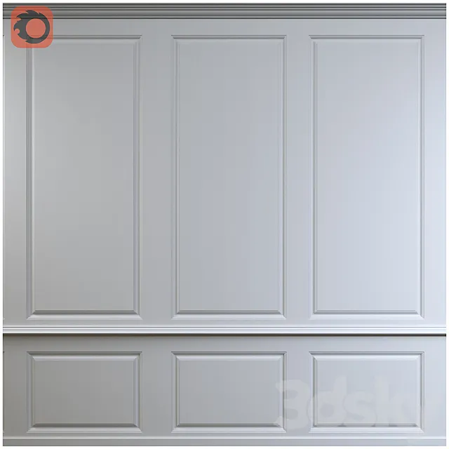 Wall panel milled composition with moldings 3D Model Wall panel milled composition with moldings 3D Model