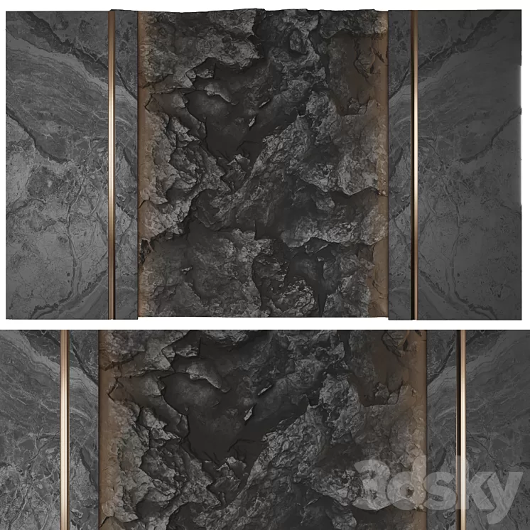 Wall panel with a black rock 3D Model Wall panel with a black rock 3D Model