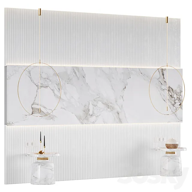 Wall panel with bedside tables 3D Model Wall panel with bedside tables 3D Model