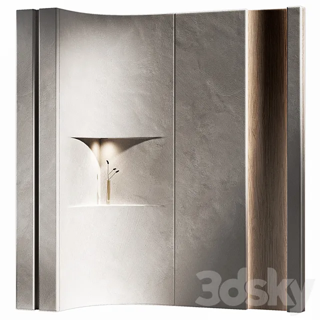 Wall panels 7 – corner niche. Plaster and wood partition. 3D Model