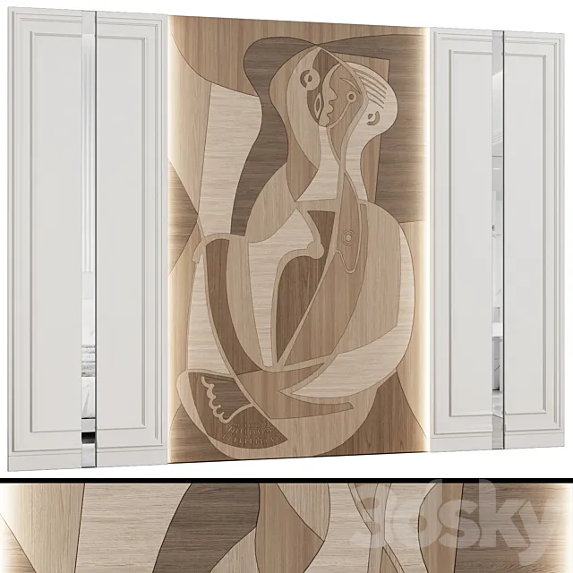 Wall panels “Marquetry” in the neoclassical style 3D Model